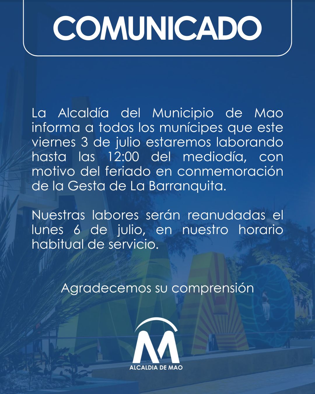 COMUNICADO DE REGOCIJO MUNICIPAL
